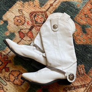 White leather cowboy boots